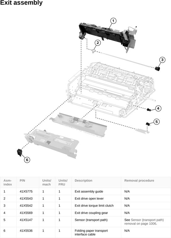 Assembly 60: Exit assembly parts diagram - Lexmark CS963 Printer Parts