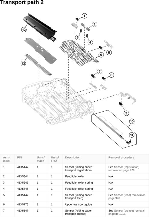 Assembly 72: Transport path 2 parts diagram - Lexmark CS963 Printer Parts