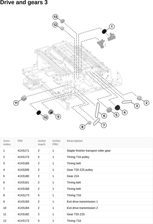 Assembly 78: Drive and gears 3 parts diagram - Lexmark CS963 Printer Parts