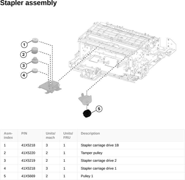 Assembly 83: Stapler assembly parts diagram - Lexmark CS963 Printer Parts