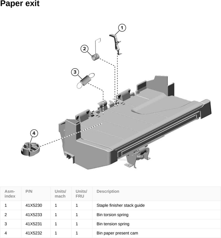 Assembly 85: Paper exit parts diagram - Lexmark CS963 Printer Parts