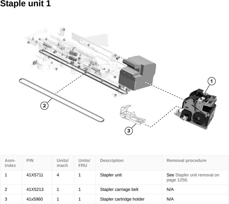 Assembly 86: Staple unit 1 parts diagram - Lexmark CS963 Printer Parts