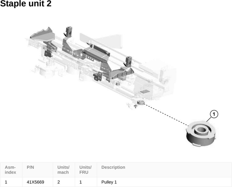 Assembly 87: Staple unit 2 parts diagram - Lexmark CS963 Printer Parts