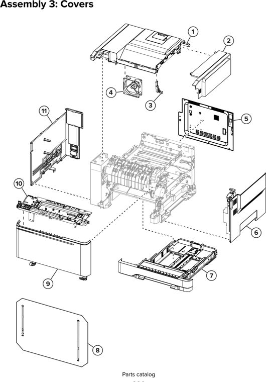 Assembly 3: Covers parts diagram - Lexmark CS421 CS521 CS622 C2240 C2325 C2425 C2535 Parts