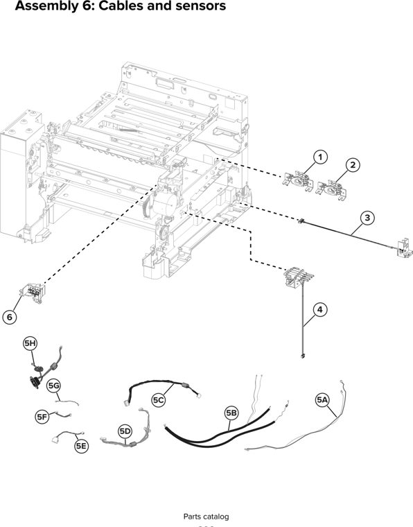 Assembly 6: Cables and sensors parts diagram - Lexmark CS421 CS521 CS622 C2240 C2325 C2425 C2535 Parts