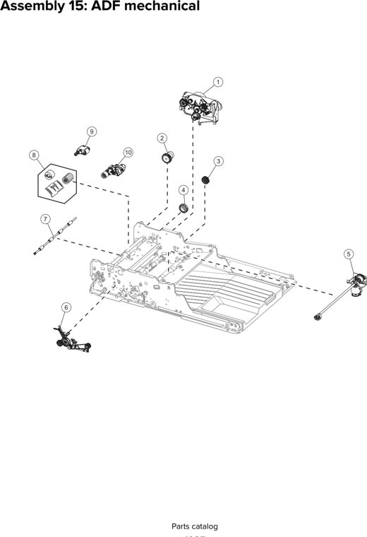 Assembly 15: ADF mechanical parts diagram - Lexmark XM51xx XM52xx XM71xx XM72xx Parts
