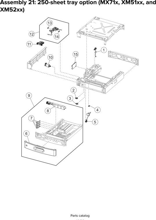 Assembly 21: 250-sheet tray option (MX71x, XM51xx, and parts diagram - Lexmark XM51xx XM52xx XM71xx XM72xx Parts