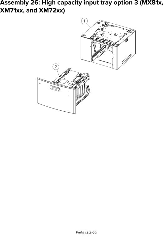 Assembly 26: High capacity input tray option 3 (MX81x, parts diagram - Lexmark XM51xx XM52xx XM71xx XM72xx Parts