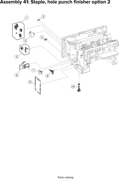 Assembly 41: Staple, hole punch finisher option 2 parts diagram - Lexmark XM51xx XM52xx XM71xx XM72xx Parts