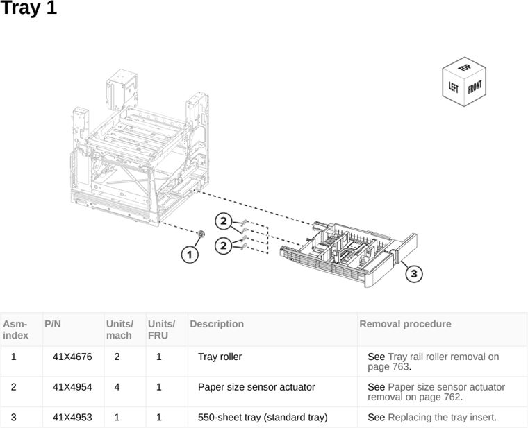 Assembly 12: Tray 1 parts diagram - Lexmark CX950 CX951 XC9525 XC9535 Parts