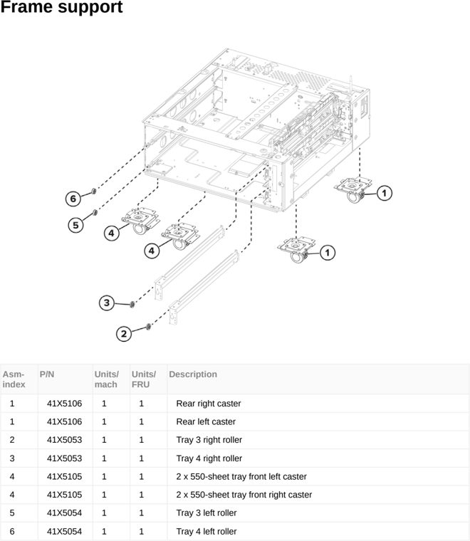 Assembly 36: Frame support parts diagram - Lexmark CX950 CX951 XC9525 XC9535 Parts