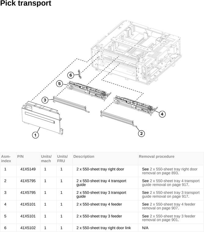 Assembly 37: Pick transport parts diagram - Lexmark CX950 CX951 XC9525 XC9535 Parts