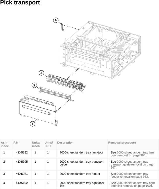 Assembly 54: Pick transport parts diagram - Lexmark CX950 CX951 XC9525 XC9535 Parts