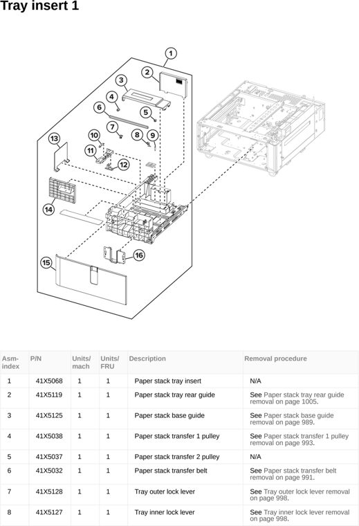 Assembly 55: Tray insert 1 parts diagram - Lexmark CX950 CX951 XC9525 XC9535 Parts