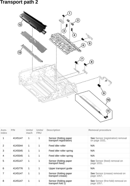 Assembly 78: Transport path 2 parts diagram - Lexmark CX950 CX951 XC9525 XC9535 Parts