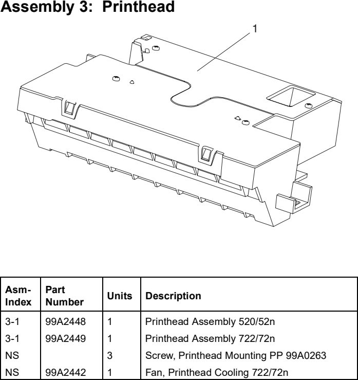 Assembly 3: Printhead parts diagram - Lexmark T620 & T622 Parts