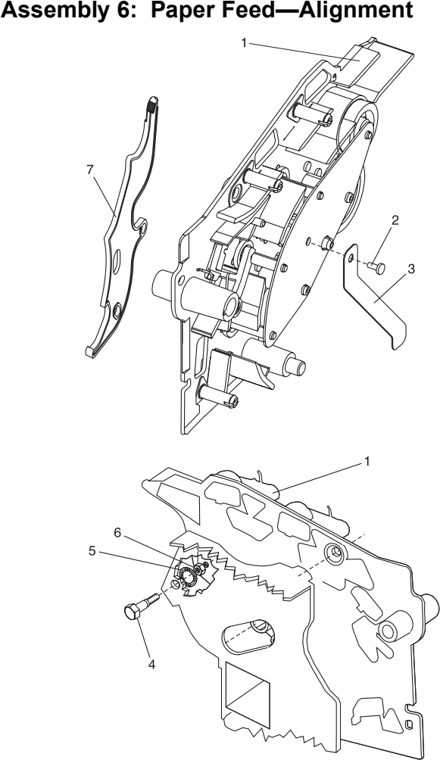 Assembly 6: Paper Feed—Alignment parts diagram - Lexmark T620 & T622 Parts