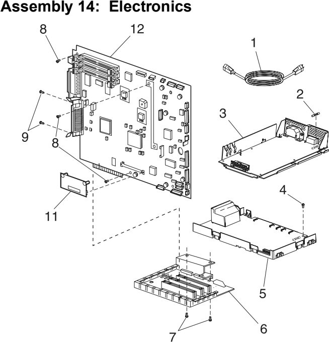 Assembly 14: Electronics parts diagram - Lexmark T620 & T622 Parts