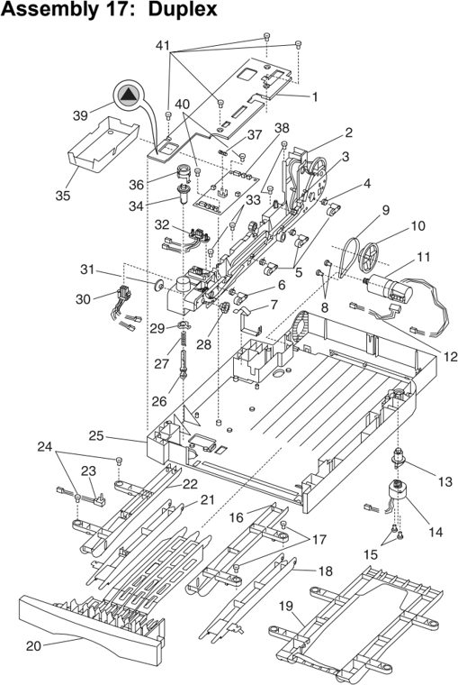 Assembly 17: Duplex parts diagram - Lexmark T620 & T622 Parts