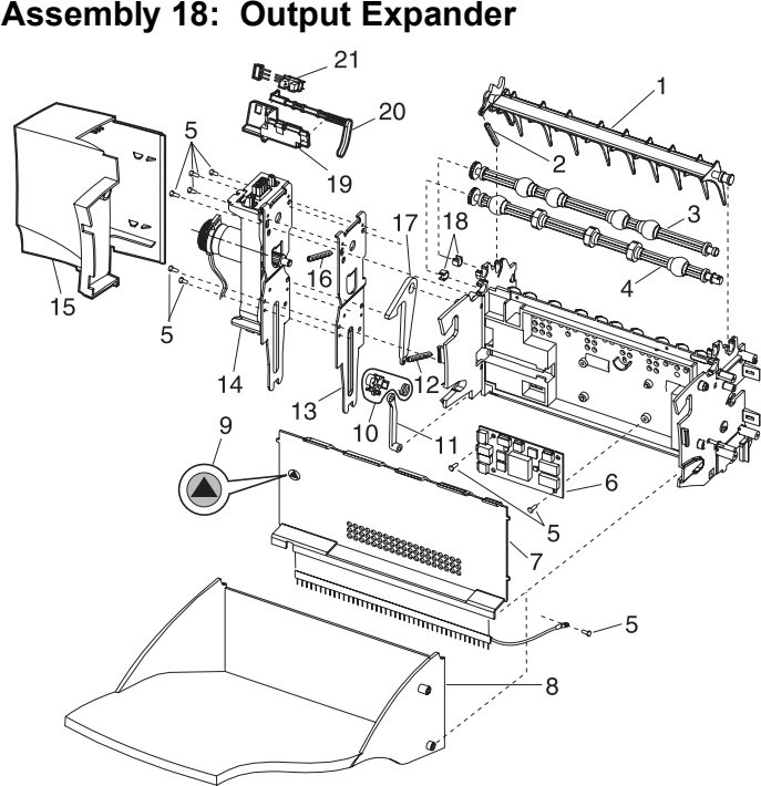 Assembly 18: Output Expander parts diagram - Lexmark T620 & T622 Parts