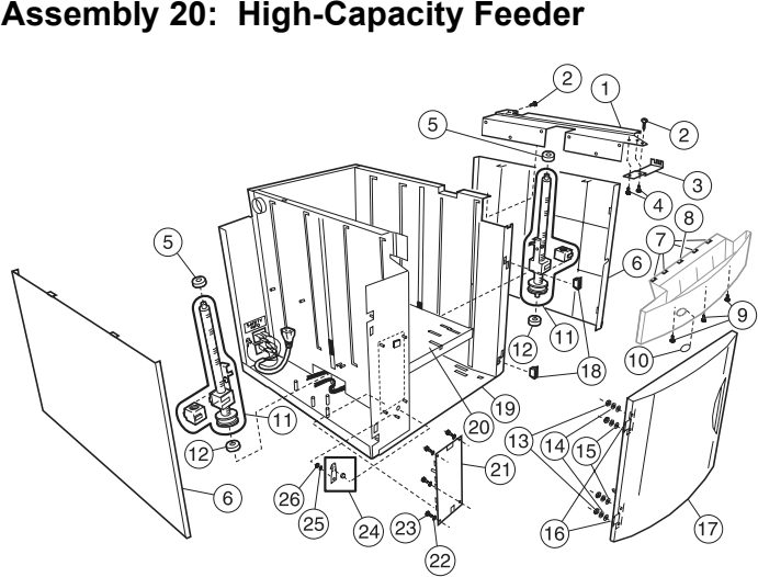 Assembly 20: High-Capacity Feeder parts diagram - Lexmark T620 & T622 Parts