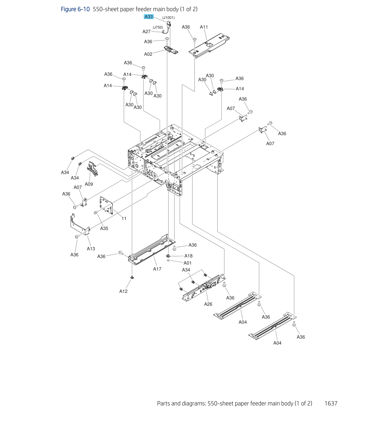 6-10 550-sheet paper feeder main body (1 of 2)