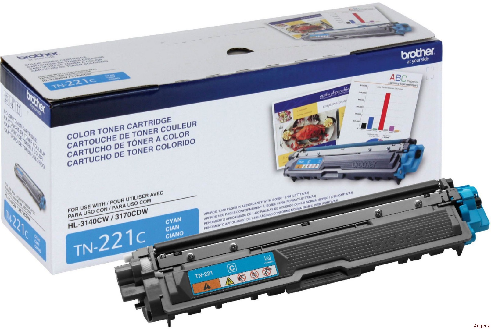 Brother TN221C 1400 Page Yield Compatible (New) - purchase from Argecy