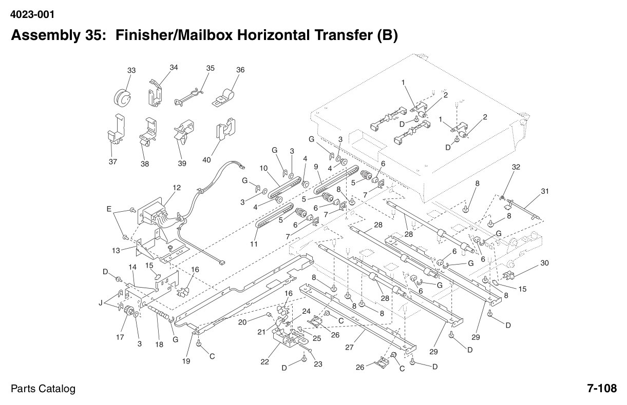 W810 Parts Finisher/Mailbox Horizontal Transfer (2 of 2) diagram