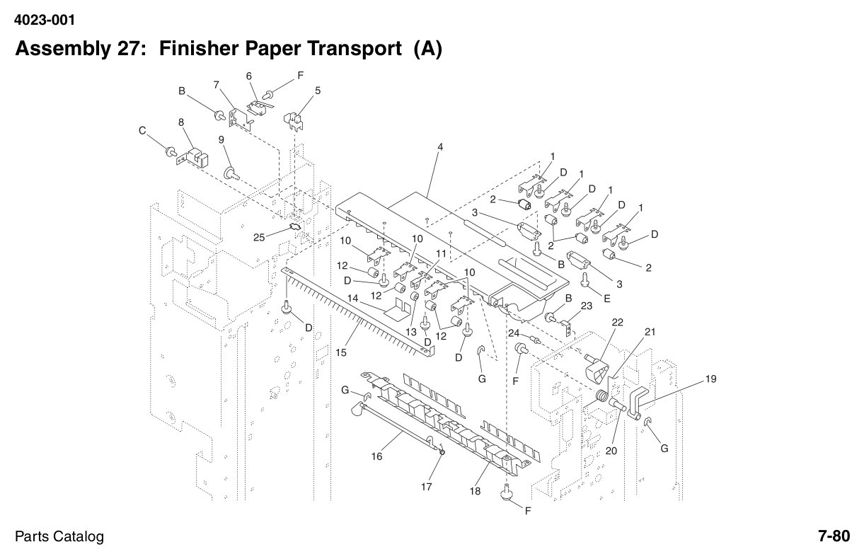 W810 Parts Finisher Paper Transport (1 of 2) diagram