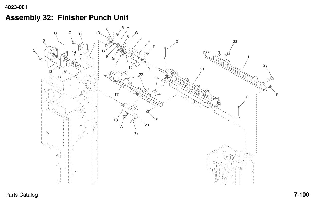 W810 Parts Finisher Punch Unit diagram