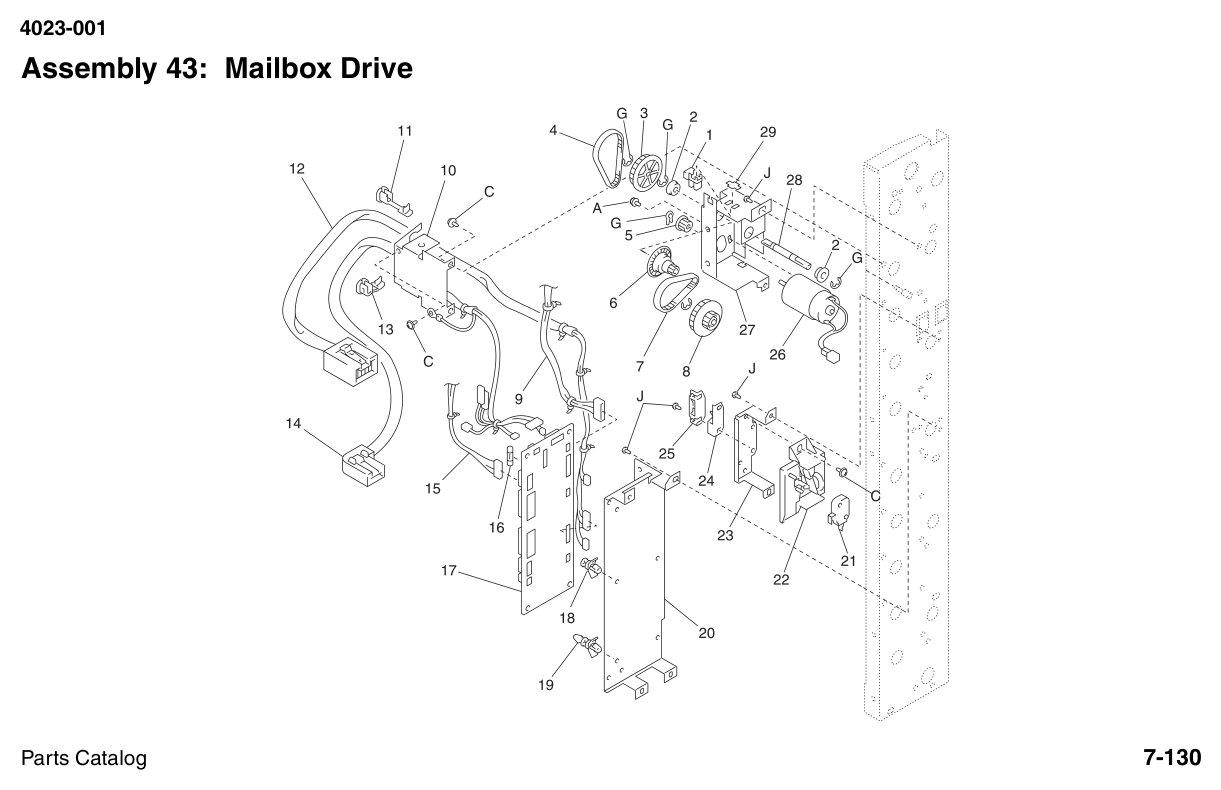 W810 Parts Mailbox Drive diagram