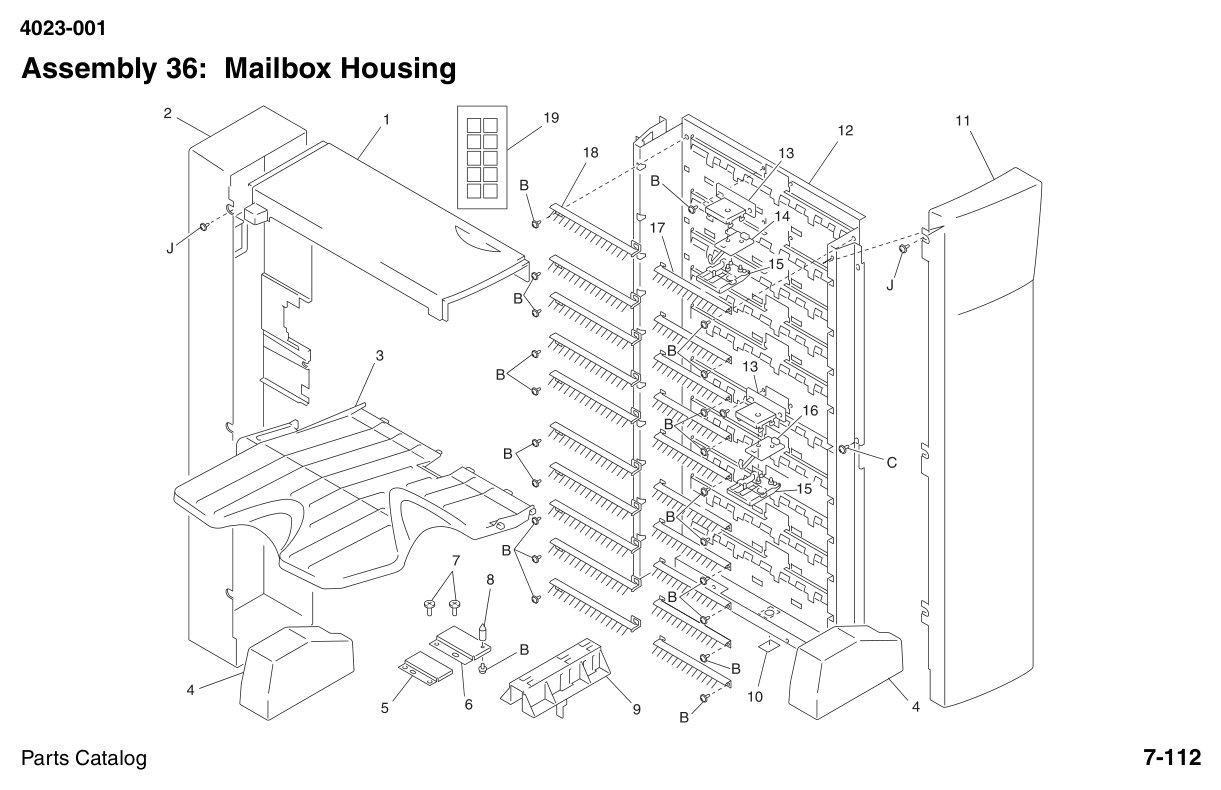 W810 Parts Mailbox Housing diagram