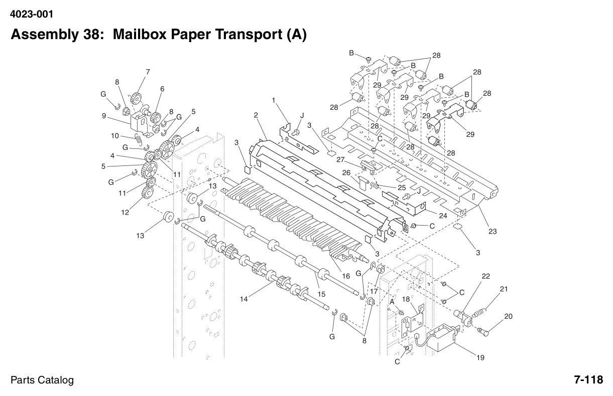 W810 Parts Mailbox Paper Transport (1 of 5) diagram