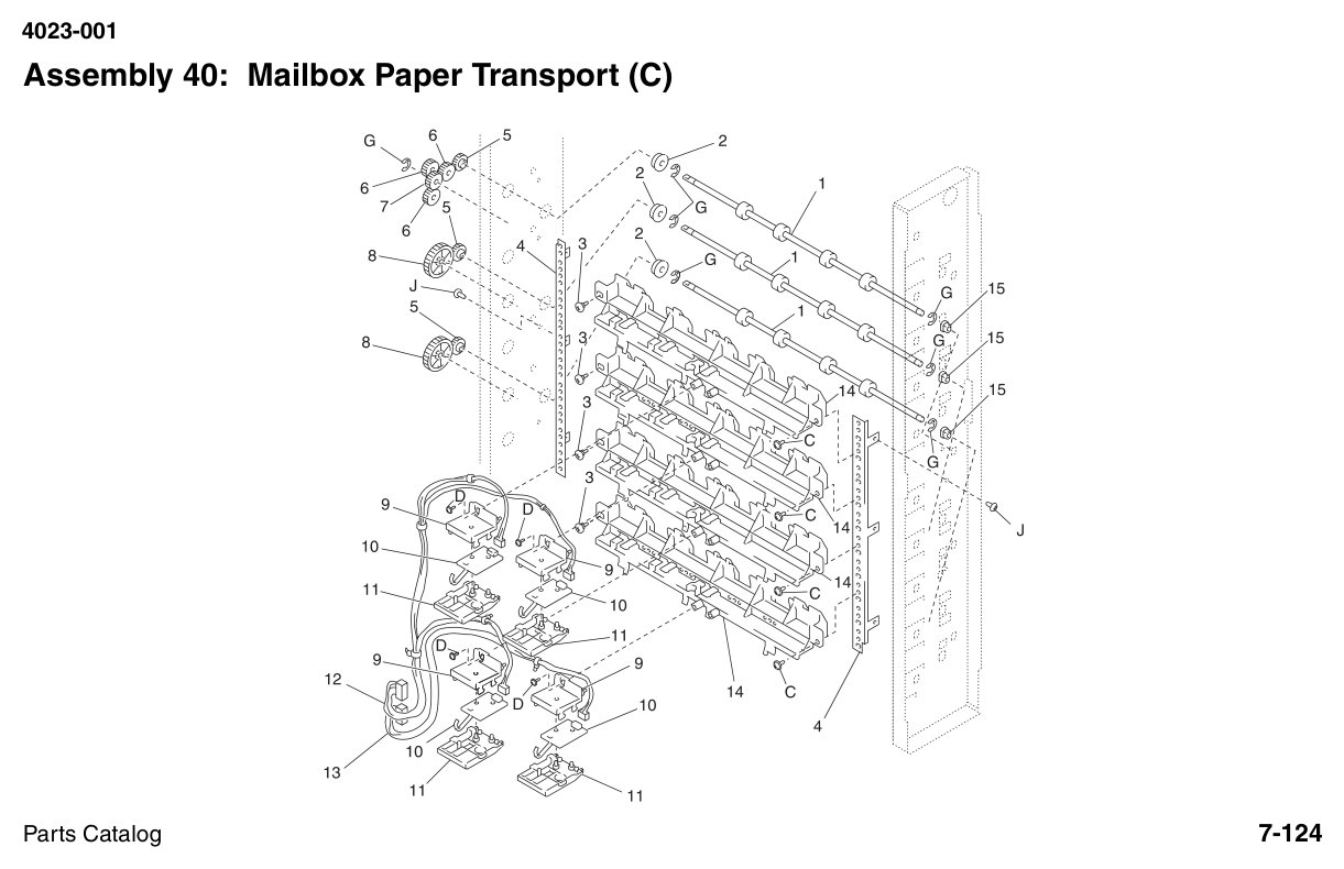 W810 Parts Mailbox Paper Transport (3 of 5) diagram