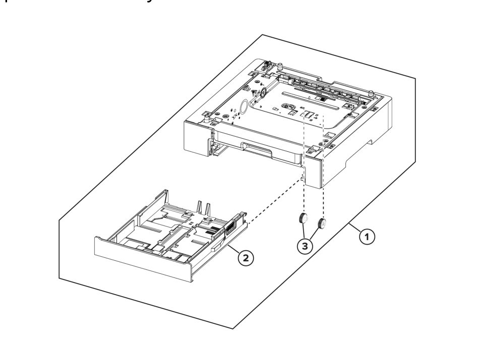 Optional 250-sheet tray parts diagram - Xerox C245 / C255a / C303a / C305ae / XC2432 / ZC364 Color MFP