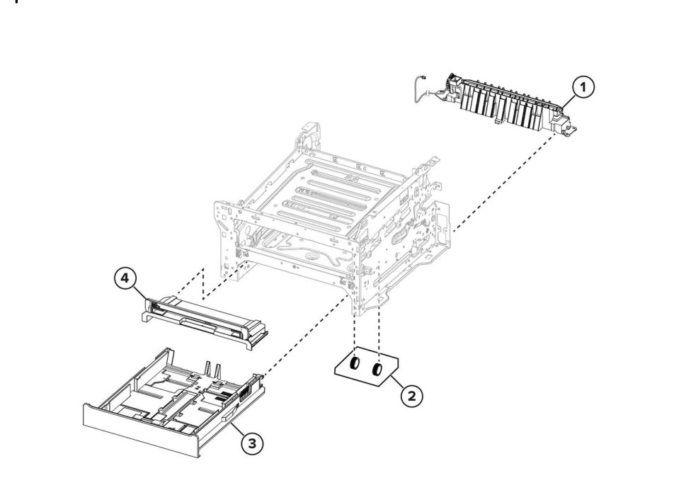 Paper feed parts diagram - Xerox C240 / C300 / C2432 Color Printer