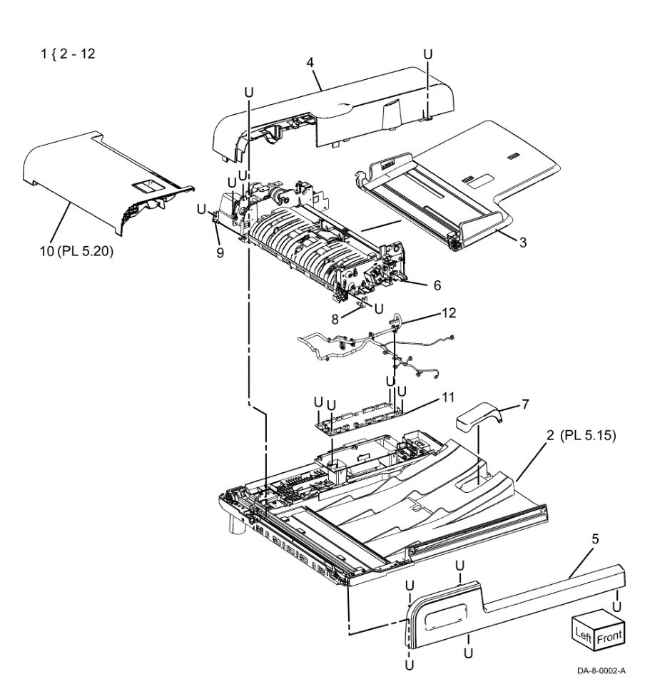 PL 5.10 DADF Components parts diagram - Xerox VersaLink C7120 / C7125 / C7130