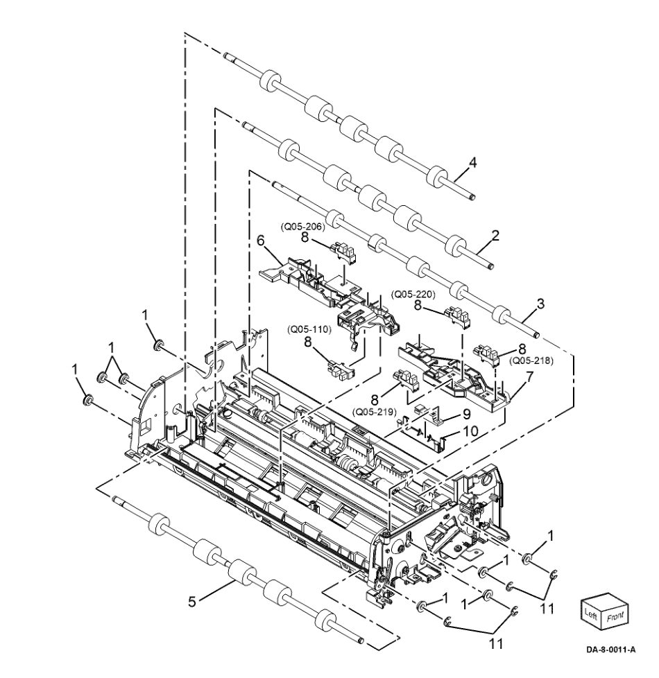 PL 5.50 DADF Roller and Sensor Bracket parts diagram - Xerox VersaLink C7120 / C7125 / C7130