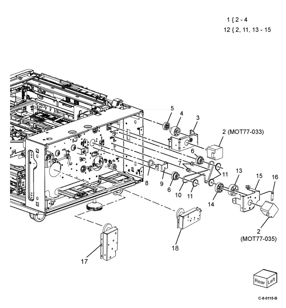 PL 70.85 TTM Drive Components parts diagram - Xerox VersaLink C7120 / C7125 / C7130
