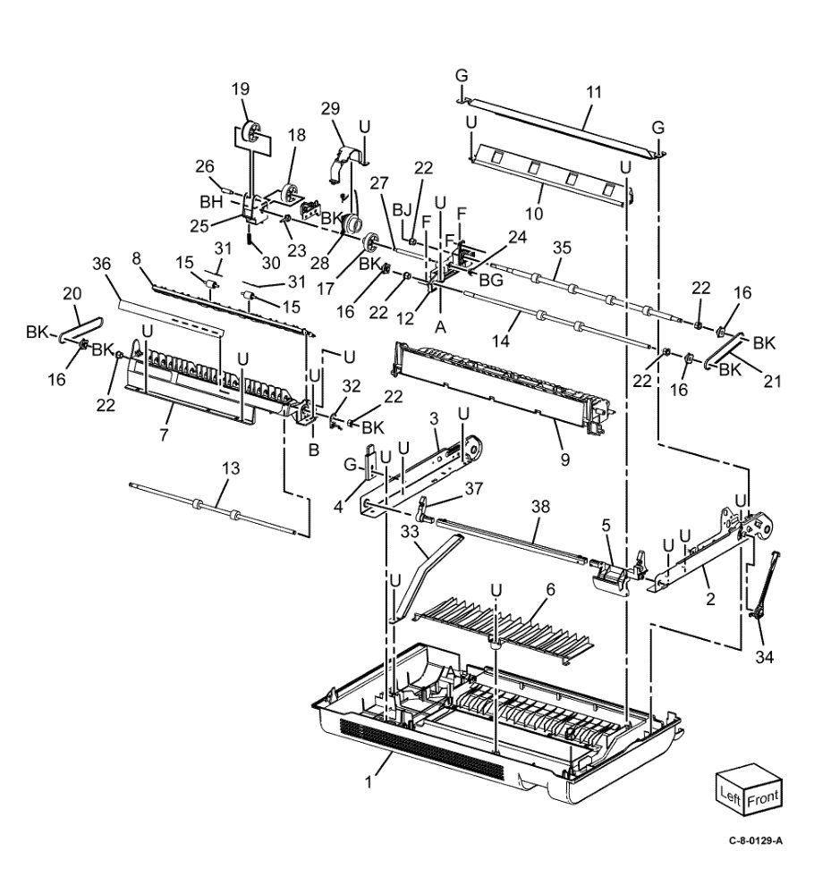 PL 80.50 Duplex LH Cover Components parts diagram - Xerox VersaLink C7120 / C7125 / C7130