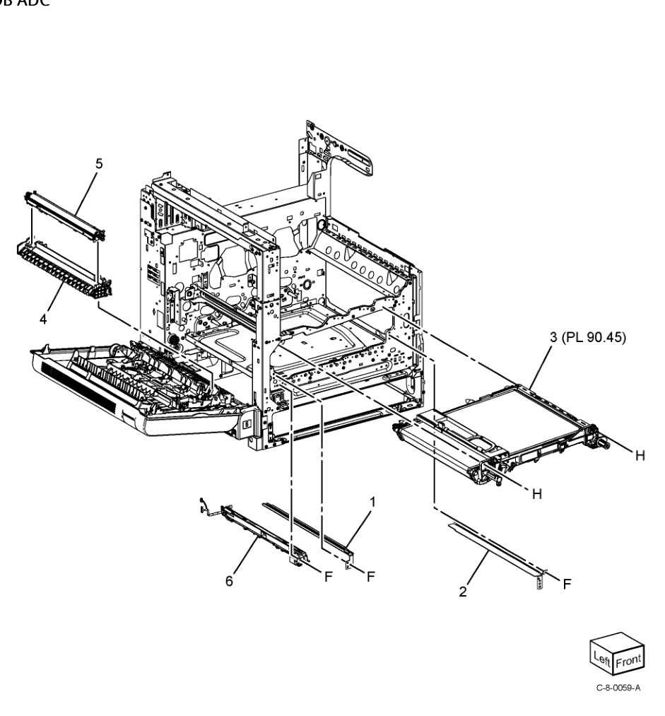 PL 90.40 IBT Belt Unit, 2nd BTR Roll, MOB ADC parts diagram - Xerox VersaLink C7120 / C7125 / C7130
