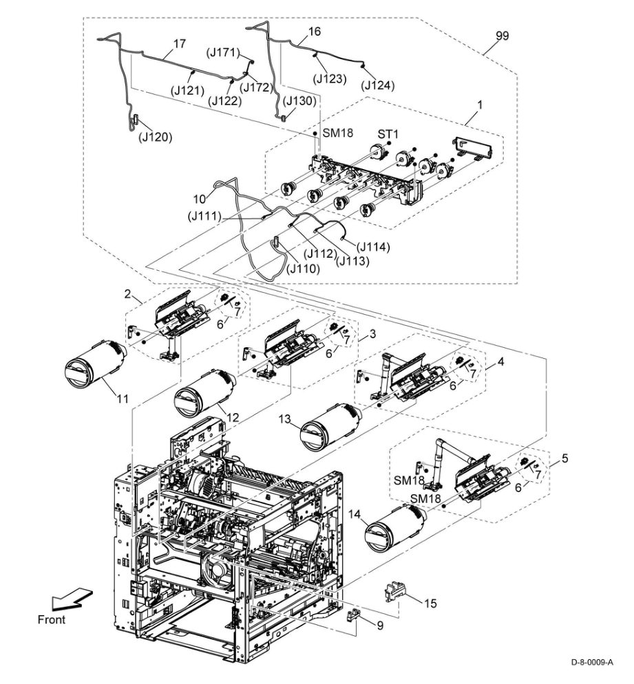 PL 5.1 Dispenser (High-Model C600/ parts diagram - Xerox VersaLink C500 / C600 / C505 / C605