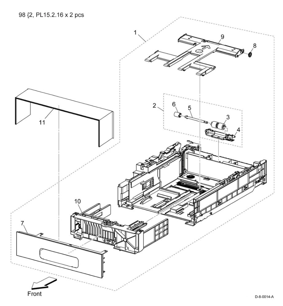 PL 9.1 Tray parts diagram - Xerox VersaLink C500 / C600 / C505 / C605