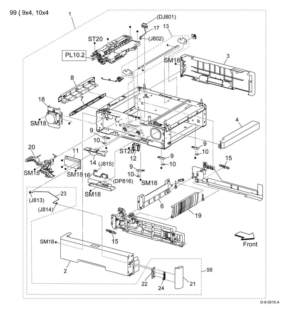 PL 10.1 Option Feeder (1/3) parts diagram - Xerox VersaLink C500 / C600 / C505 / C605