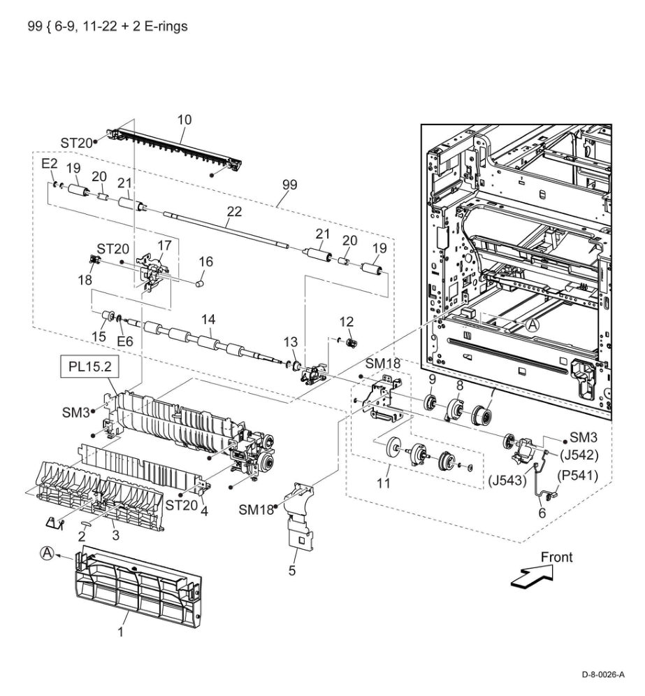 PL 15.1 Registration (1/2) parts diagram - Xerox VersaLink C500 / C600 / C505 / C605