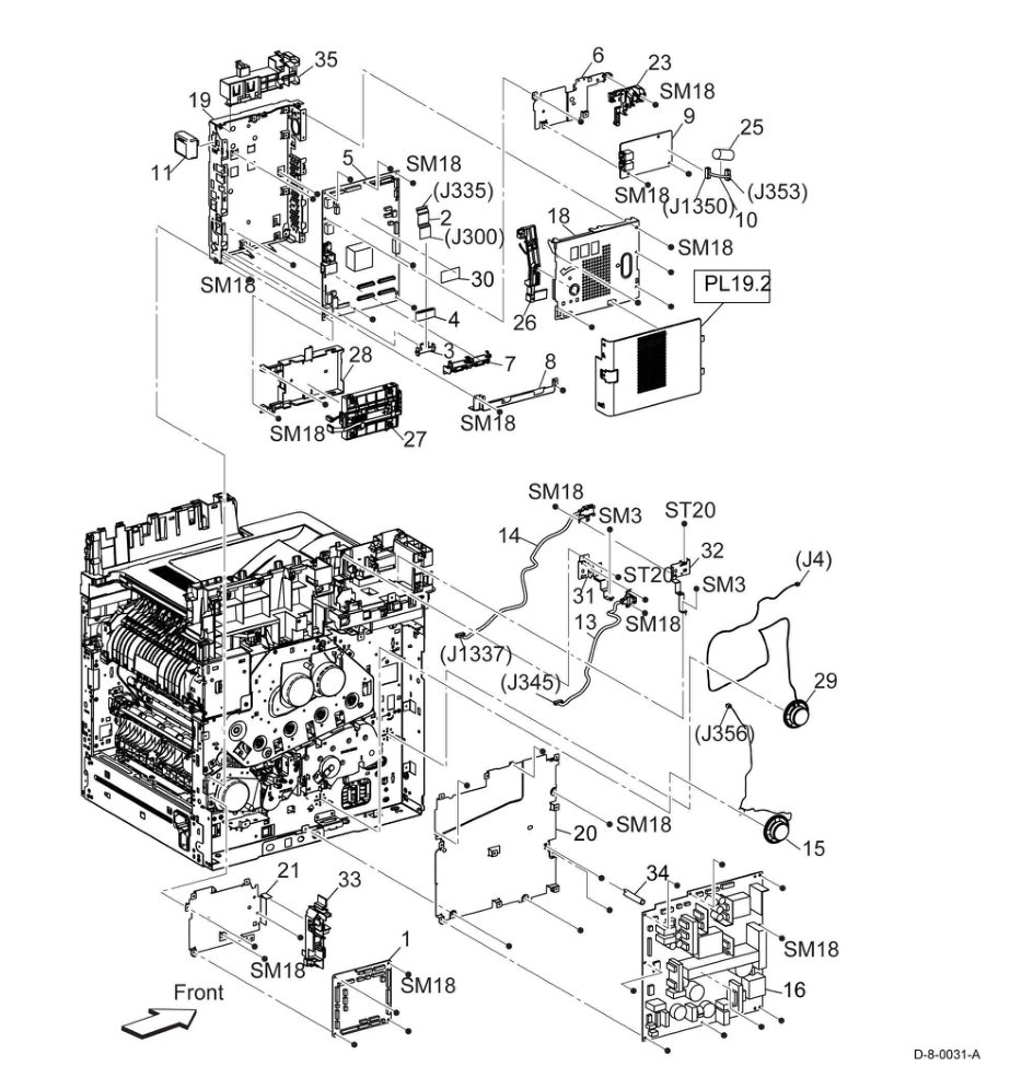 PL 18.1 Electrical (MFP-Std.) (1/4) parts diagram - Xerox VersaLink C500 / C600 / C505 / C605