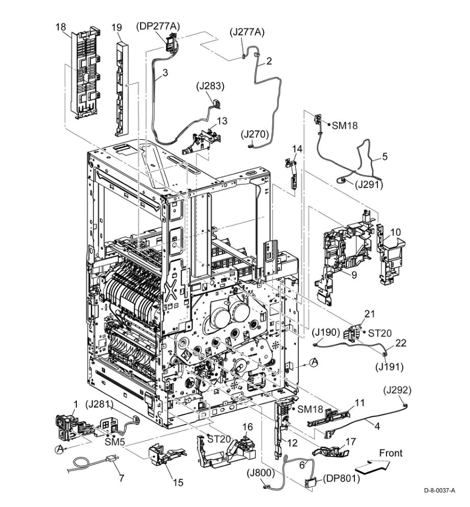 PL 18.7 Electrical (MFP-Tall) (3/4) parts diagram - Xerox VersaLink C500 / C600 / C505 / C605