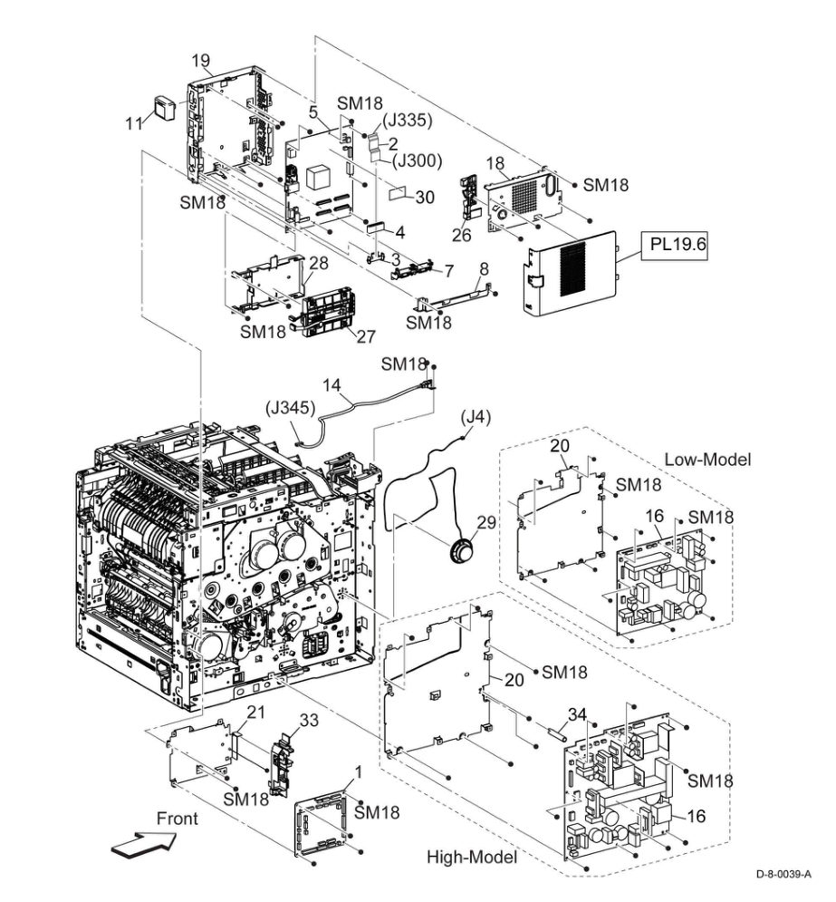 PL 18.9 Electrical (SFP) (1/4) parts diagram - Xerox VersaLink C500 / C600 / C505 / C605