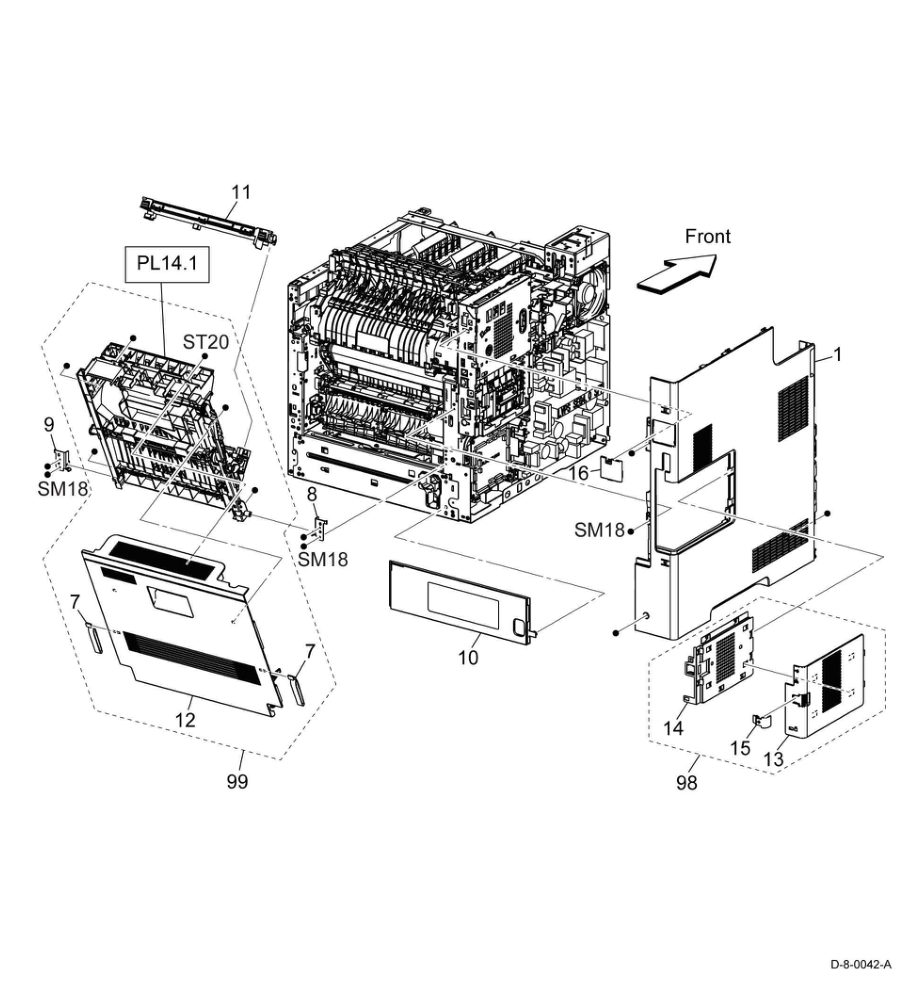 PL 19.2 Cover (MFP-Std.) (2/2) parts diagram - Xerox VersaLink C500 / C600 / C505 / C605