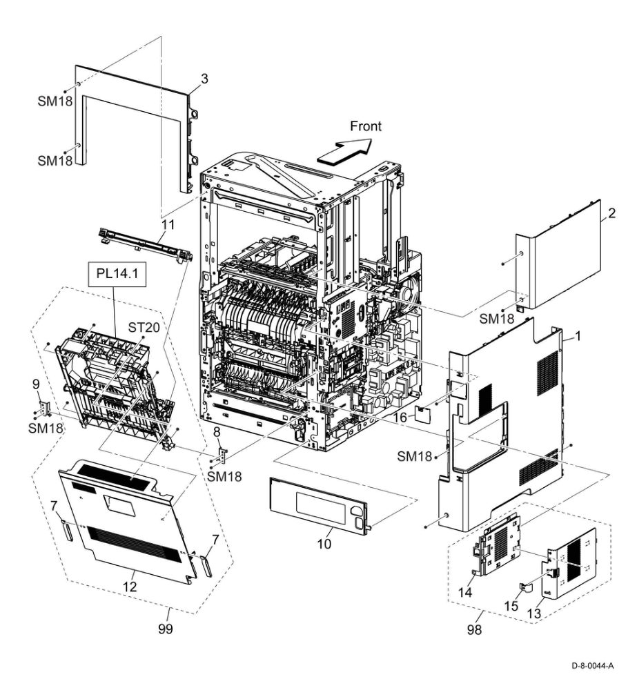 PL 19.4 Cover (MFP-Tall) (2/2) parts diagram - Xerox VersaLink C500 / C600 / C505 / C605